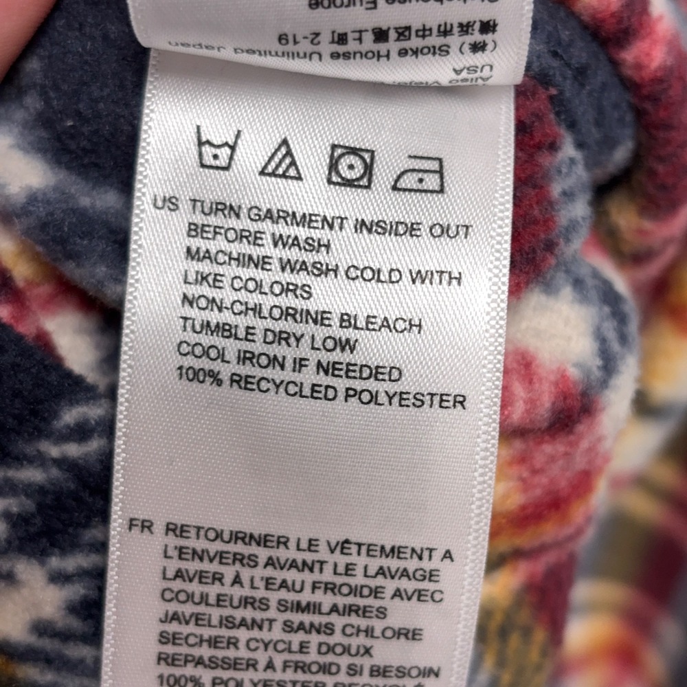 Vissla Eco ZY Polar Flannel Shirt Mens Size L Blue Red Orange Polyester Fleece - Picture 9 of 10